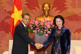 Chủ tịch Quốc hội Nguyễn Thị Kim Ngân tiếp Đại sứ đặc mệnh toàn quyền Nhật Bản tại Việt Nam Fukaka Hiroshi đến chào xã giao. (Ảnh: Trọng Đức/TTXVN)