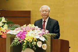 Tổng Bí thư Nguyễn Phú Trọng phát biểu tại buổi lễ. (Ảnh: Nhan Sáng/TTXVN)