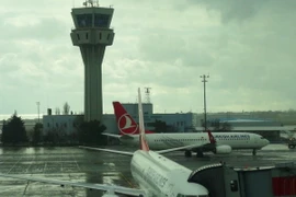 Máy bay của Hãng hàng không Turkish Airline tại sân bay Ataturk ở Istanbul, Thổ Nhĩ Kỳ ngày 31/12/2015. (Ảnh: THX/TTXVN)