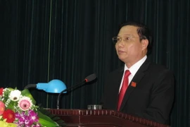 Ông Trần Hồng Quảng, tân Chủ tịch HĐND tỉnh Ninh Bình khóa XIV, nhiệm kỳ 2016-2021 phát biểu tại kỳ họp. (Ảnh: Ninh Đức Phương/TTXVN) 