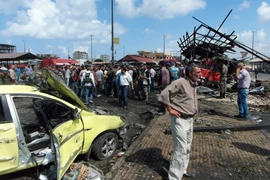 Hiện trường vụ nổ bom ở thành phố Jableh, Syria ngày 23/5 vừa qua. (Ảnh: AFP/TTXVN)