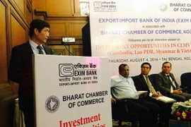 Công sứ Trần Quang Tuyến phát biểu tại Hội nghị. (Ảnh: Huy Bình/Vietnam+)