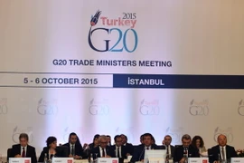 Các Bộ trưởng thương mại G20 tham gia cuộc họp ở Istanbul, Thổ Nhĩ Kỳ ngày 6/10 vừa qua. (Ảnh: THX/TTXVN)