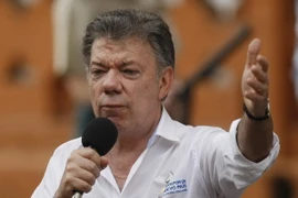 Tổng thống Colombia Juan Manuel Santos phát biểu tại một sự kiện ở Cali ngày 29/7 vừa qua. (Ảnh: EPA/TTXVN)