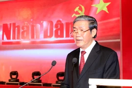 Ông Đinh Thế Huynh, Ủy viên Bộ Chính trị, Thường trực Ban Bí thư phát biểu tại lễ kỷ niệm. (Ảnh: Thống Nhất/TTXVN)