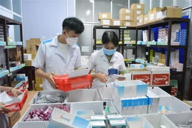Kiểm kê thuốc tại Khoa Dược, Bệnh viện Đa khoa thành phố Buôn Ma Thuột. (Ảnh: Tuấn Anh/TTXVN)