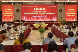 Quang ảnh buổi tọa đàm Liên kết phát triển tiểu vùng Bắc Trung Bộ trong bối cảnh mới. (Ảnh: Đức Thọ/TTXVN)