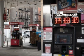 Một trạm xăng tại Queens, New York, Mỹ. (Ảnh: AFP/TTXVN)