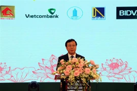 Bí thư Tỉnh ủy Hải Dương Phạm Xuân Thăng phát biểu tại Hội nghị gặp gỡ doanh nghiệp Việt Nam tại Nhật Bản. (Ảnh: Mạnh Tú/TTXVN)