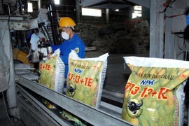 Dây chuyền đóng gói sản phẩm phân bón NPK tại Công ty Cổ phần Bình Điền-Quảng Trị. (Ảnh: Danh Lam/TTXVN)