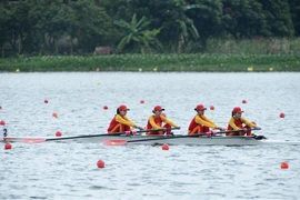 Các vận động viên đội tuyển Việt Nam với các nội dung thi đấu trong ngày đầu tiên. (Ảnh: Minh Đức/TTXVN)