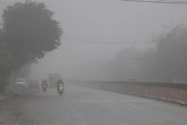 Sương mù bao phủ Quốc lộ 1A qua địa phận thành phố Ninh Bình. (Ảnh: Ninh Đức Phương/TTXVN)