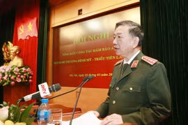 Đại tướng Tô Lâm, Ủy viên Bộ Chính trị, Bộ trưởng Bộ Công an phát biểu. (Ảnh: Doãn Tấn/TTXVN)