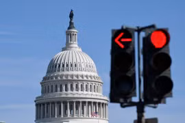 Quang cảnh bên ngoài Tòa nhà Quốc hội Mỹ ở Washington D.C. (Nguồn: THX/TTXVN)