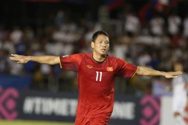 Anh Đức mở tỷ số cho Đội tuyển Việt Nam. (Ảnh: Hoàng Linh/TTXVN)
