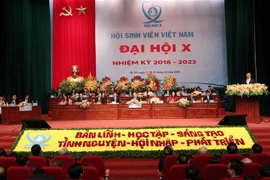 Đoàn Chủ tịch điều hành Đại hội. (Ảnh: Văn Điệp /TTXVN)