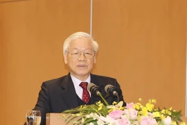 Tổng Bí thư, Chủ tịch nước Nguyễn Phú Trọng phát biểu tại Hội nghị. (Ảnh: Trí Dũng/TTXVN)