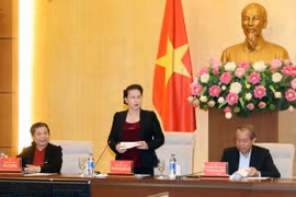 Ủy viên Bộ Chính trị, Chủ tịch Quốc hội Nguyễn Thị Kim Ngân, Bí thư Đảng đoàn Quốc hội phát biểu. (Ảnh: Trọng Đức/TTXVN)