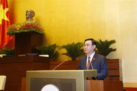 Chủ tịch Quốc hội khóa XIV Vương Đình Huệ đọc diễn văn khai mạc Kỳ họp thứ nhất, Quốc hội khóa XV. (Ảnh: Doãn Tấn/TTXVN)