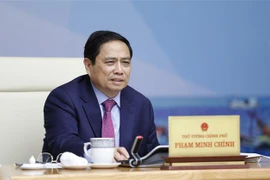 Thủ tướng Phạm Minh Chính chủ trì Hội nghị về phòng, chống khai thác hải sản bất hợp pháp. (Ảnh: Dương Giang/TTXVN)