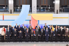 Các Nhà lãnh đạo ASEAN-EU chụp ảnh chung. (Ảnh: TTXVN)