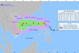 Vị trí và đường đi của bão Trami. (Nguồn: Trung tâm Dự báo Khí tượng Thủy văn Quốc gia)