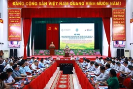 Hội nghị triển khai đề án phát triển bền vững một triệu hécta lúa vùng Đồng bằng sông Cửu Long. (Ảnh: Dương Giang/TTXVN)
