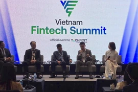 Diễn giả tham gia hội thảo về công nghệ tài chính Việt Nam trong khuôn khổ Techfest Vietnam 2024. (Ảnh: Minh Thu/TTXVN)
