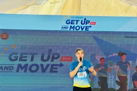 Đại sứ Phái đoàn Liên minh châu Âu (EU) tại ASEAN, Sujiro Seam, phát biểu khai mạc sự kiện. (Ảnh: Đỗ Quyên/TTXVN)