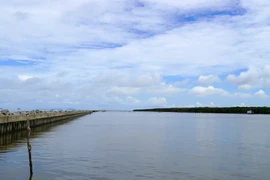 Công trình kè ven biển xã Thuận Hòa, huyện An Minh, tỉnh Kiên Giang. (Ảnh: Văn Sĩ/TTXVN)