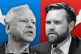 Hai ứng cử viên Phó Tổng thống Mỹ J.D. Vance (phải) và Tim Walz. (Nguồn: Sky News)