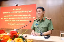 Thượng tướng Lương Tam Quang, Bộ trưởng Bộ Công an phát biểu chỉ đạo. (Ảnh: Phạm Kiên/TTXVN)