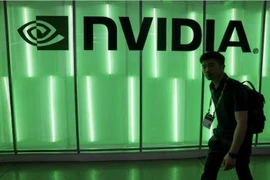 Biểu tượng của Tập đoàn Nvidia tại triển lãm máy tính ở Đài Loan (Trung Quốc). (Ảnh: Reuters/TTXVN)