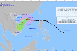 Vị trí và đường đi của bão số 7. (Nguồn: Trung tâm Dự báo Khí tượng Thủy văn Quốc gia)