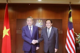 Tổng Bí thư Tô Lâm hội kiến Chủ tịch Thượng viện Malaysia Awang Bemee Awang Ali Basah. (Ảnh: Thống Nhất/TTXVN)