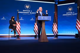 Tổng thống đắc cử ở Mỹ Joe Biden phát biểu tại thành phố Wilmington, bang Delaware, Mỹ. (Ảnh: AFP/TTXVN)