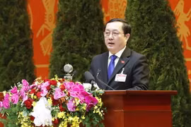 Ủy viên Trung ương Đảng, Bộ trưởng Bộ Khoa học và Công nghệ Huỳnh Thành Đạt trình bày tham luận. (Ảnh: TTXVN)