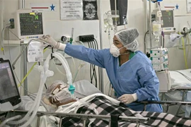 Nhân viên y tế chăm sóc bệnh nhân mắc COVID-19 tại một bệnh viện ở bang Para, Brazil. (Ảnh: AFP/TTXVN)