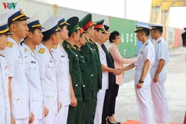 Hai tàu quét mìn của Lực lượng Tự vệ trên biển Nhật Bản cập cảng Tiên Sa bắt đầu chuyến thăm hữu nghị thành phố Đà Nẵng. (Ảnh: Trần Lê Lâm/TTXVN)