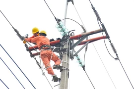 EVNHANOI đã chuẩn bị các phương án cũng như vật tư, thiết bị để kịp thời ứng phó với các sự cố xảy ra trong mưa bão. (Ảnh: PV/Vietnam+)