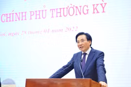 Bộ trưởng, Chủ nhiệm Văn phòng Chính phủ Trần Văn Sơn phát biểu tại buổi họp. (Ảnh: Minh Đức/TTXVN)