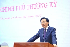 Bộ trưởng, Chủ nhiệm Văn phòng Chính phủ Trần Văn Sơn phát biểu tại buổi họp. (Ảnh: Minh Đức/TTXVN)