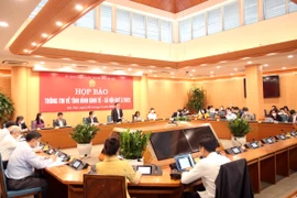 Ủy ban Nhân dân thành phố họp báo cung cấp thông tin về kinh tế-xã hội quý 1. (Ảnh: Xuân Quảng/Vietnam+)