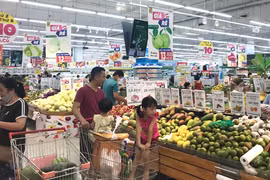 Các siêu thị đẩy mạnh khuyến mại, kích cầu tiêu dùng. (Ảnh: Việt Anh/ Vietnam+)