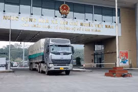 Chuyến hàng xuất khẩu đầu tiên của năm 2022 tại cửa khẩu quốc tế đường bộ số II Kim Thành. (Ảnh: Quốc Khánh/TTXVN)