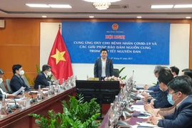 Bộ trưởng Nguyễn Hồng Diên chủ trì cuộc họp liên ngành về cung cấp ôxy cho y tế. (Ảnh: PV/Vietnam+)