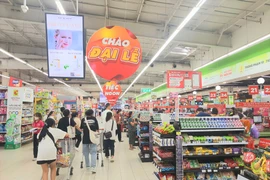 Người tiêu dùng mua sắm hàng hóa tại siêu thị. (Ảnh: PV/Vietnam+)