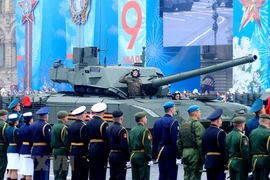 Xe tăng Nga tại lễ kỷ niệm 76 năm Ngày Chiến thắng phátxít trên quảng trường Đỏ, ngày 9/5/2021. (Ảnh: Trần Hiếu/TTXVN)