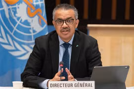 Tổng Giám đốc WHO Tedros Adhanom Ghebreyesus phát biểu tại Geneva (Thụy Sĩ) ngày 21/2/2021. (Ảnh: AFP/TTXVN)