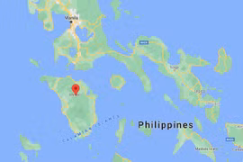 Trận động đất có độ lớn 5,8 xảy ra ở đảo Mindoro. (Nguồn: Google Maps)